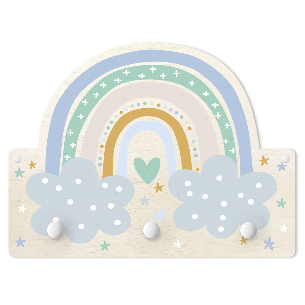micasia Children's Coat Rack, Space Sky Design, Rainbow Motif, Made in Germany, 1122 (40 x 30 cm)