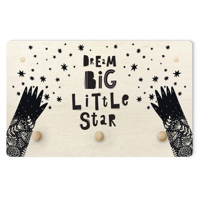 micasia Children's Wooden Coat Rack with Sayings, Made in Germany, Black, 40 × 25 cm