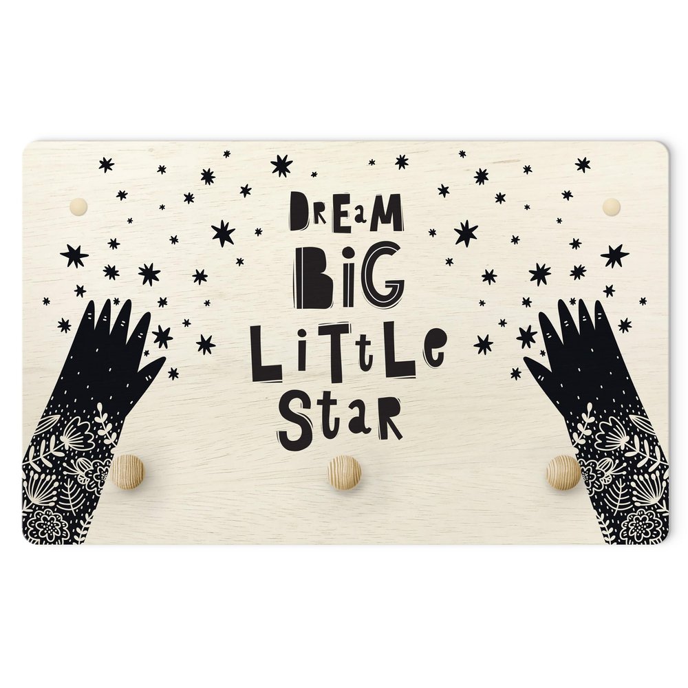 micasia Children's Wooden Coat Rack with Sayings, Made in Germany, Black, 40 × 25 cm