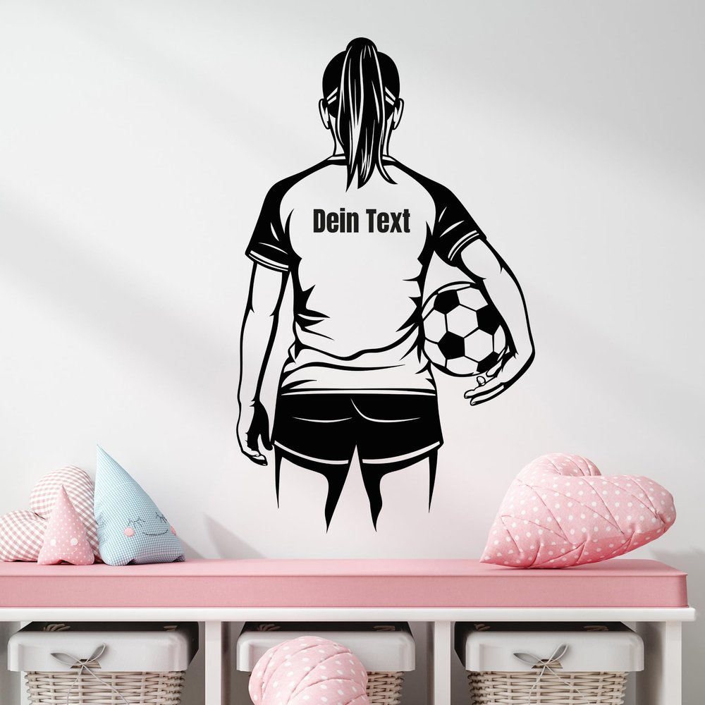 GRAZDesign Personalized Girl Soccer Player Wall Decal with Name, 95 x 57 cm, Red