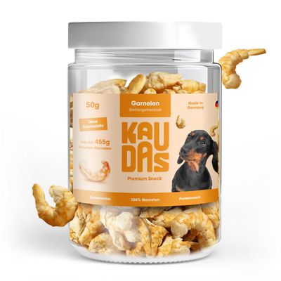 KAUDAS GarnelePur Freeze-Dried Shrimp Dog Treats, 2 x 50 g