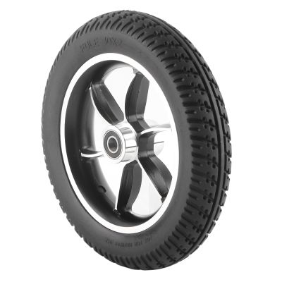 Akozon 10-Inch Wheelchair Wheel, Solid Rubber Tire, 12 mm Bore, 6001 Bearing