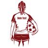 GRAZDesign Personalized Soccer Girl Wall Decal with Name, Self-Adhesive Children's Room Sticker, 95 x 57 cm, Dark Red view 2