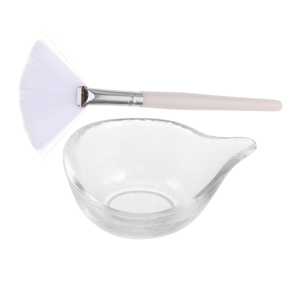 minkissy Mixing Bowl with Compartments and Fan-Shaped Makeup Brush