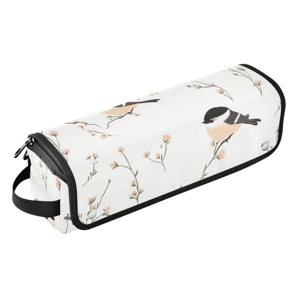 KLL Hot Hair Tools Travel Bag with Heat-Resistant Pad, Waterproof Travel Organizer for Curling Iron, Flat Iron, Compact Hair Dryer, Cartoon Black Capybara, White