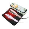 Hair Tool Travel Bag with Removable Heat-Resistant Mat, Large Flat Iron Case, Cute Apricot Fruit, Silver view 2