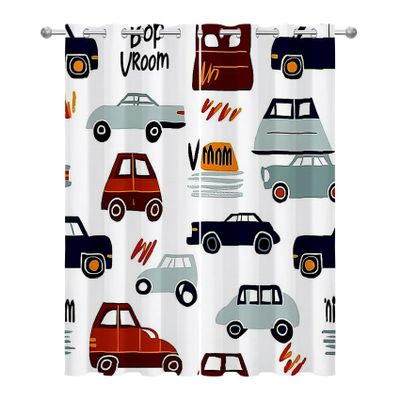 Generic Blackout Cartoon Car Curtains for Boys, 2-Piece Set, H175 x W140 cm