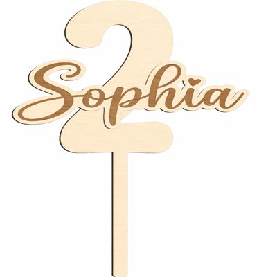 Personalized Birthday Cake Topper with Name and Number - Birch Plywood or Acrylic (LA-76)