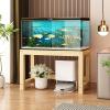 FORRTY Solid Wood Aquarium Stand, Brown/Natural Wood view 2