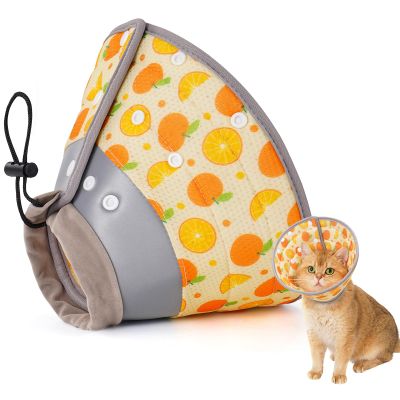 Avont Lightweight Cat Recovery Collar, Adjustable Leak-Proof Neck for Small Dogs and Cats Post-Surgery - S/Orange