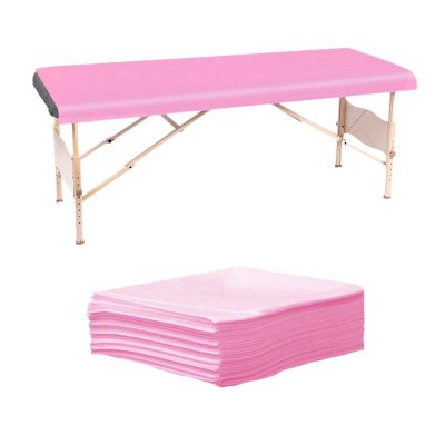10-Pack Disposable Massage Table Sheets, Waterproof, Pink, 100 x 200 cm