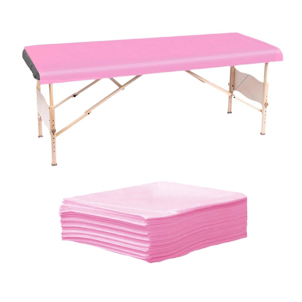 10-Pack Disposable Massage Table Sheets, Waterproof, Pink, 100 x 200 cm