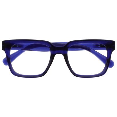 OPULIZE ERA Blue Light Blocking Glasses for Women and Men – Clear Lenses – Anti-Reflective & Glare-Free – UV400 Protection – Large Rectangular Frame – Computer & Gaming Glasses – Indigo Blue – +0.00