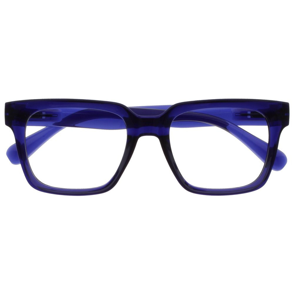 OPULIZE ERA Blue Light Blocking Glasses for Women and Men – Clear Lenses – Anti-Reflective & Glare-Free – UV400 Protection – Large Rectangular Frame – Computer & Gaming Glasses – Indigo Blue – +0.00