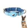 LiRui.R AirTag Dog Collar with Leather and Thick Plush, Adjustable, Blue, L view 1