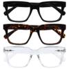 OPULIZE ERA Blue-Light-Blocking Reading Glasses for Women and Men, Anti-Reflective & Glare-Free, 3-Pack, UV400 Protection, Large Rectangular Frame, Computer/Gaming Glasses, Black/Brown/Clear, +1.50 view 1