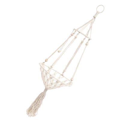 TOYANDONA Beige Macramé Cat Hammock, Cotton Yarn, Boho Style, for Cats up to 5 kg