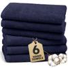 Bathroom Towels, 100% Cotton, Soft and Absorbent, 6-Pack, 50 x 85 cm, Navy Blue view 1