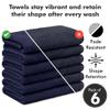 Bathroom Towels, 100% Cotton, Soft and Absorbent, 6-Pack, 50 x 85 cm, Navy Blue view 4