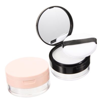 SHERCHPRY 2-Piece Powder Containers, Refillable Plastic Jars for Talc and Body Powder