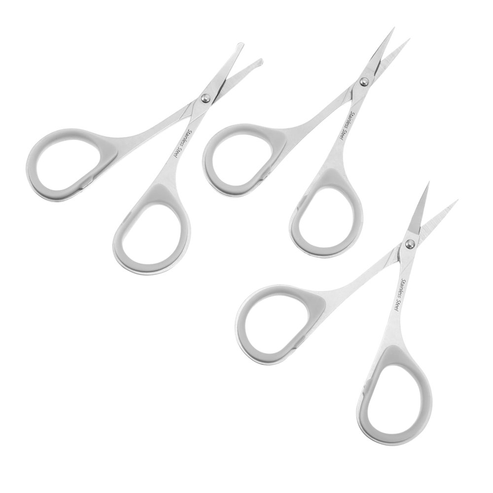 OATIPHO 3-Piece Stainless Steel Grooming Scissors Set for Facial Hair, Eyebrows, Nose Hair and Makeup