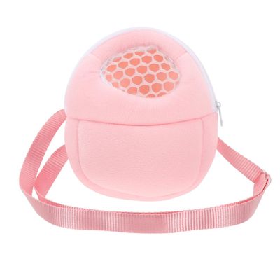 Breathable Hamster Shoulder Bag with Long Shoulder Strap, Velvet, Pink