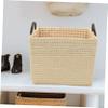 POPETPOP Woven Storage Basket, Medium, PP, Beige, 30 x 23 x 29 cm view 3