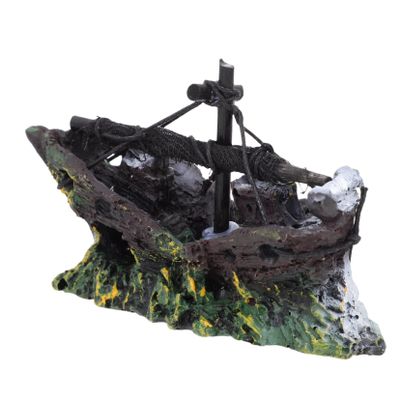 UPKOCH Resin Pirate Shipwreck Aquarium Decoration