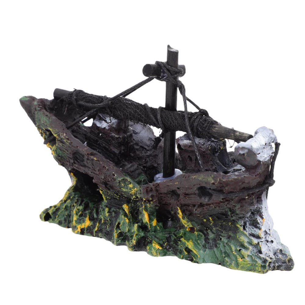 UPKOCH Resin Pirate Shipwreck Aquarium Decoration