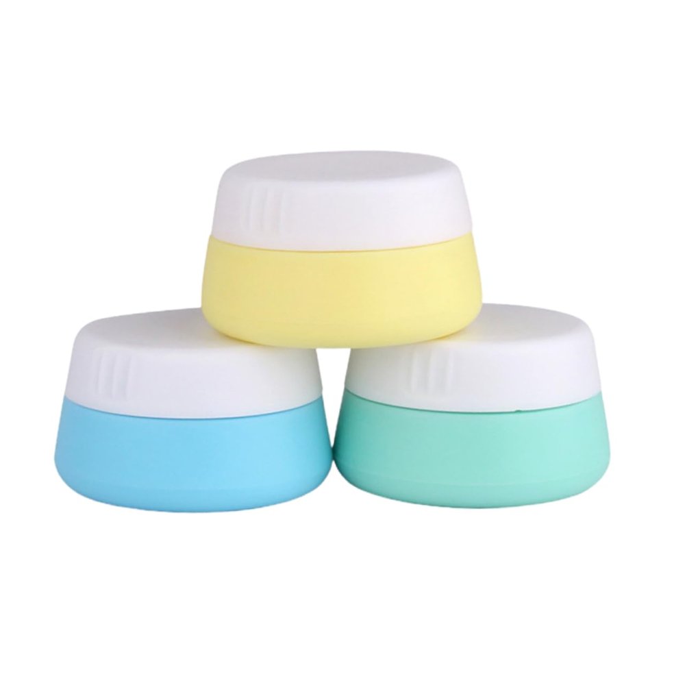 VALICLUD 3-Piece Silicone Cream Jars, Portable Lotion Containers with Plastic Lids, Leakproof, Small for Travel and Home