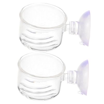 COLLBATH Glass Fish Feeder Cup for Aquariums - 2 Pack