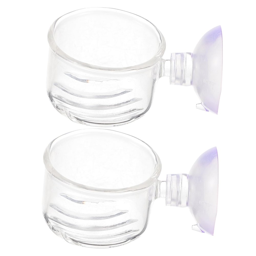 COLLBATH Glass Fish Feeder Cup for Aquariums - 2 Pack