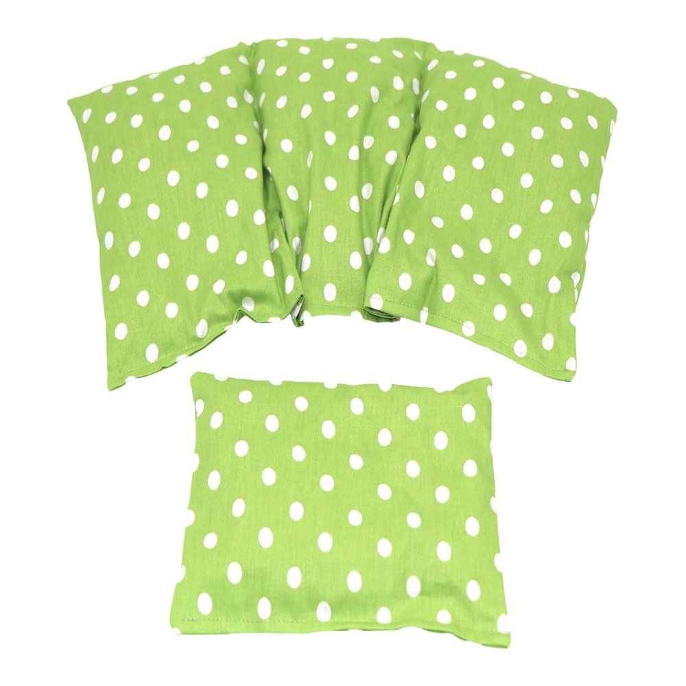 PUNKTE Cherry Pit Pillow Set, 2-Piece, 3-Chamber + Small, Lime/Green Dots, Spelt