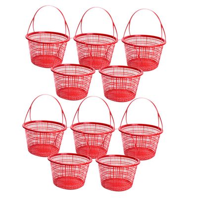 Small Plastic Basket with Handle, 10-Pack, for Fruit Storage