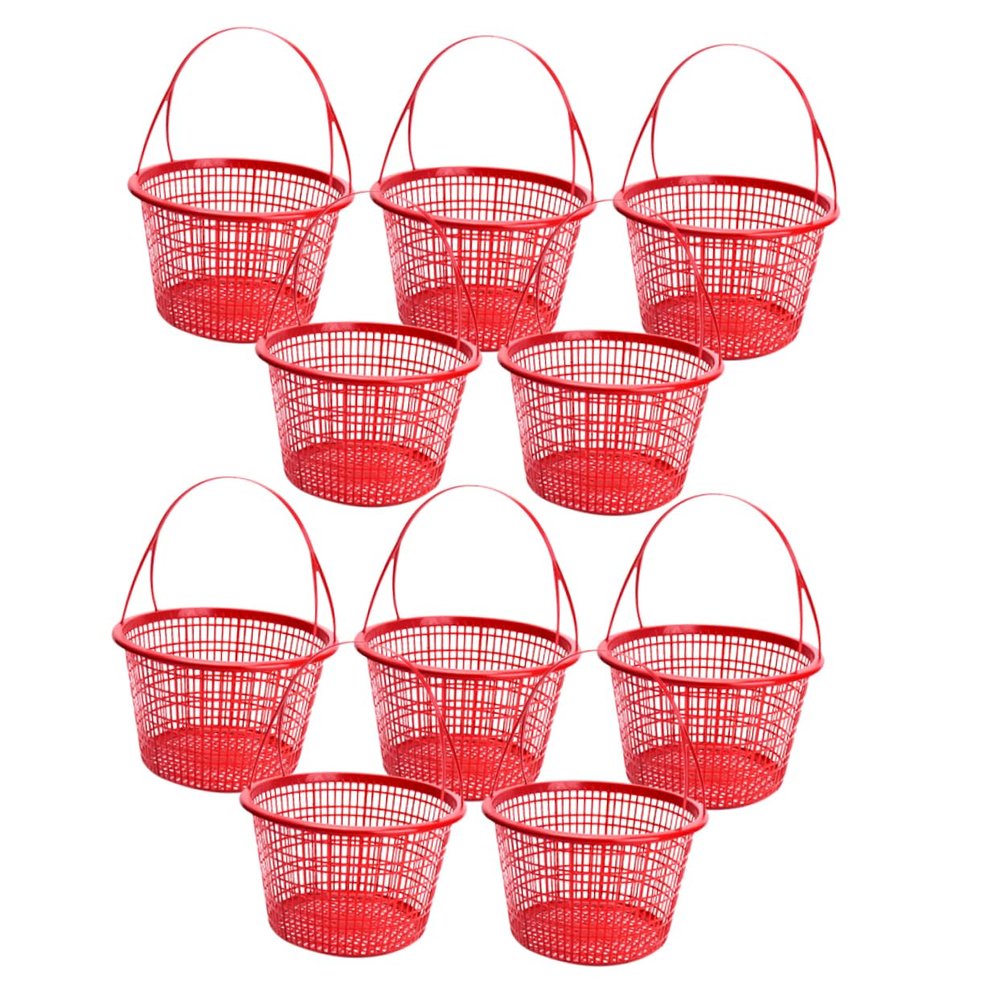 Small Plastic Basket with Handle, 10-Pack, for Fruit Storage