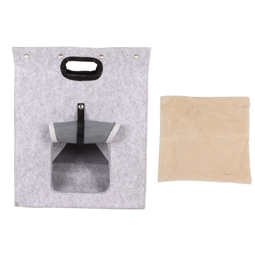 REXVTNS Felt Cat Carrier for Small Cats & Dogs, Removable Washable Foldable Pet Carrier, Breathable Mesh Panel, Portable Design, PU Handles, 22 lb Capacity
