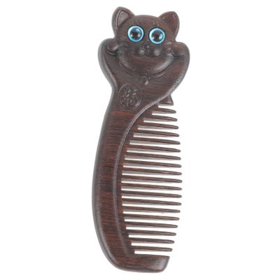 Black Wooden Comb with Wide Teeth for Travel