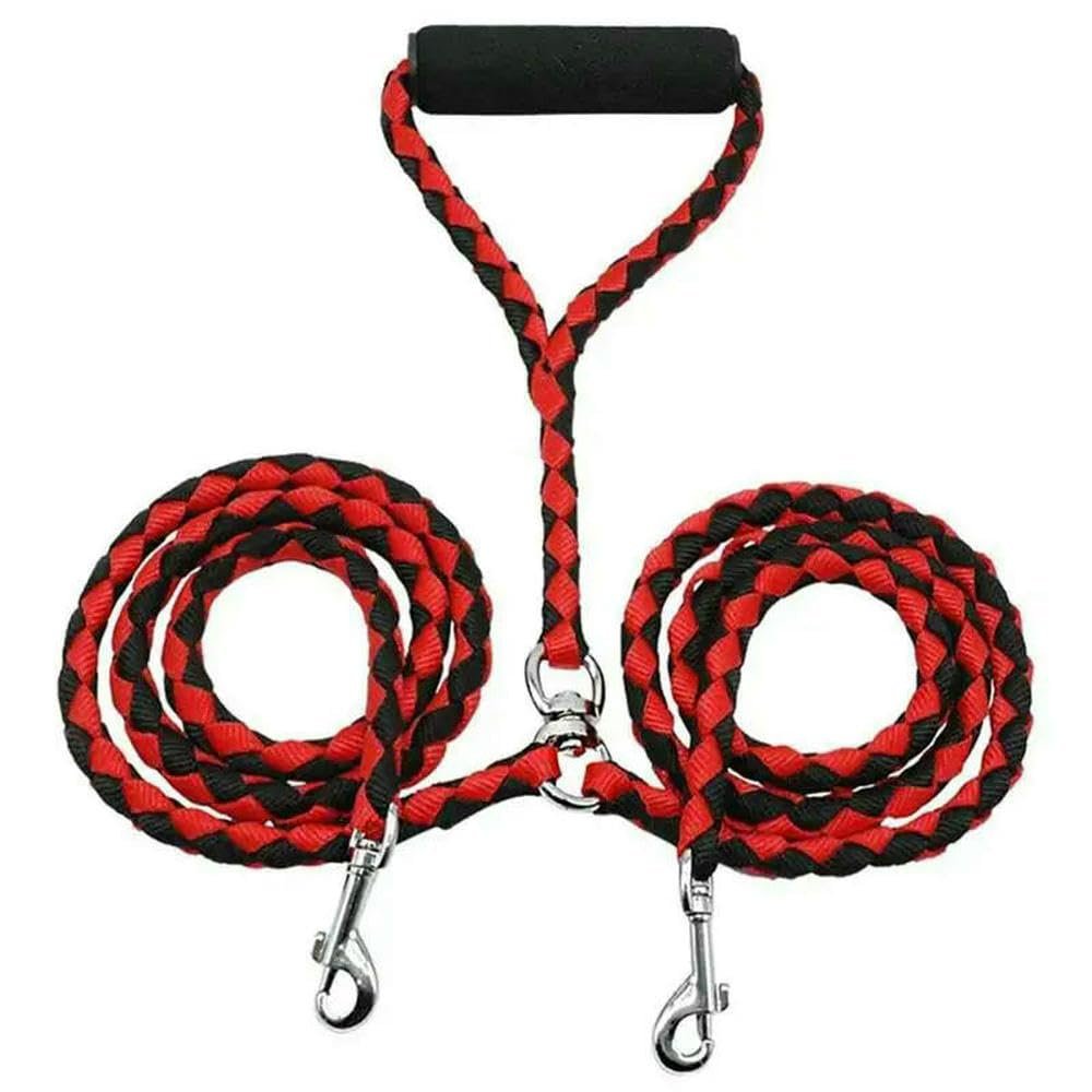 1.4 m Double Leash for Pets, 2-Way Coupler, Elastic Extension