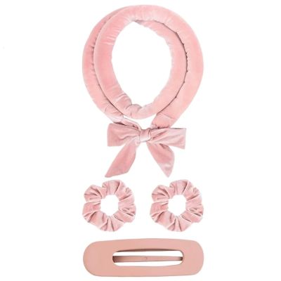 2-Piece Heatless Curling Rod Headband, Soft Curlers, Light Pink