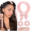 2-Piece Heatless Curling Rod Headband, Soft Curlers, Light Pink view 2