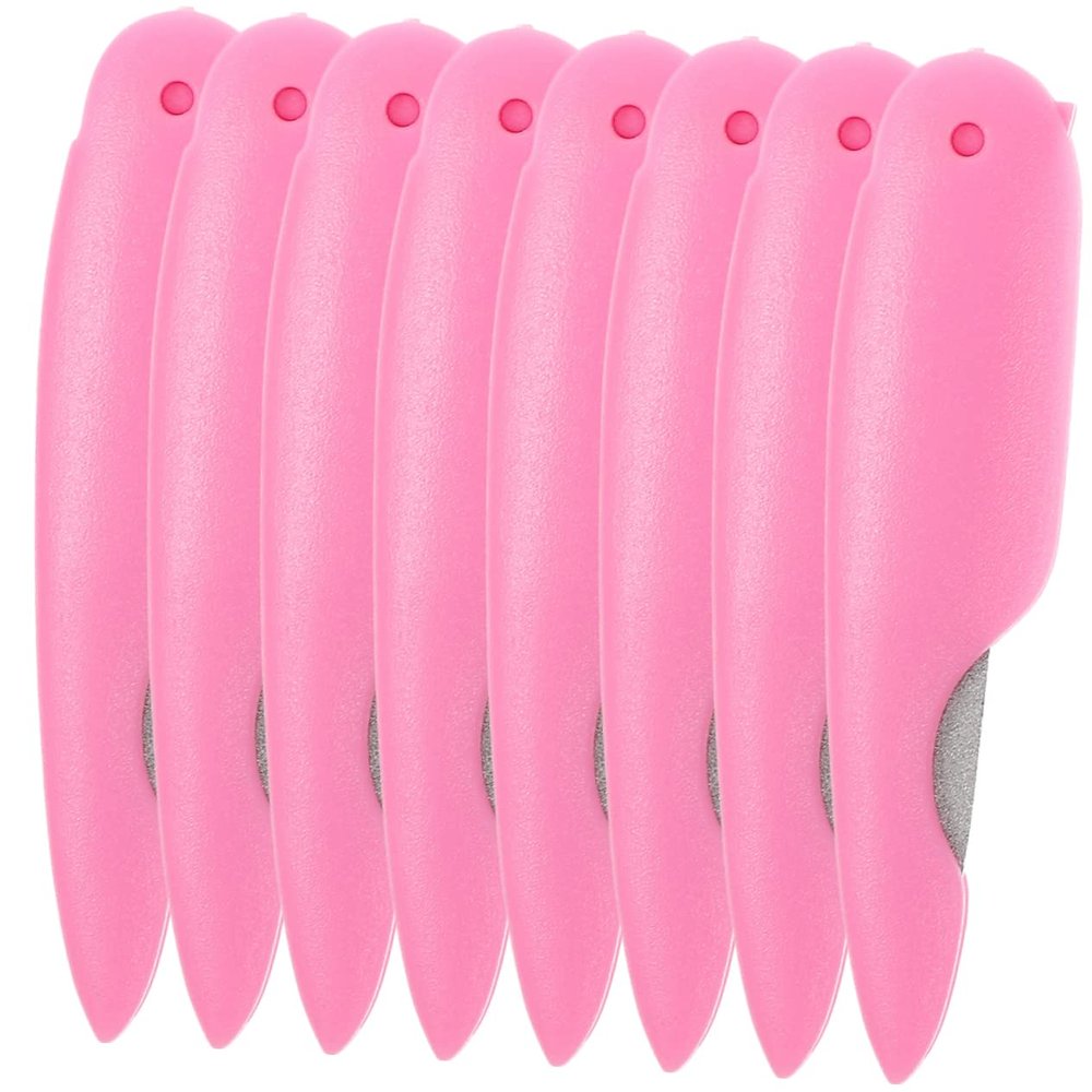 Pink Folding Metal and ABS Nail Files, 8 Pieces