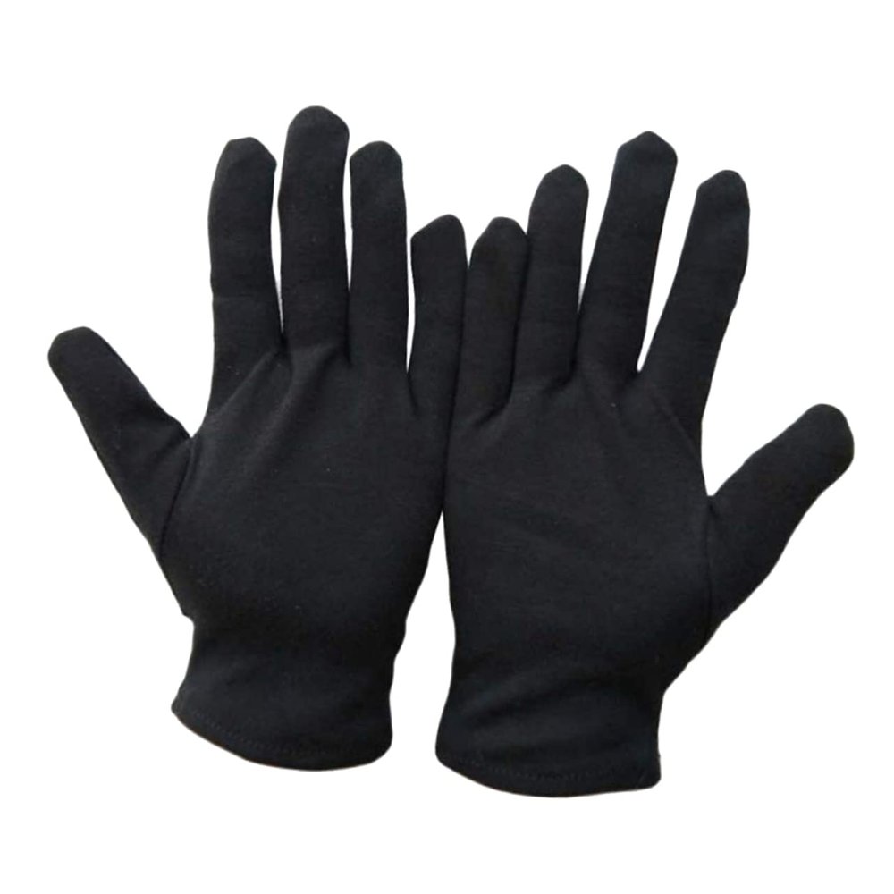 Happyyami Cotton Gloves, 12 Pairs, Black