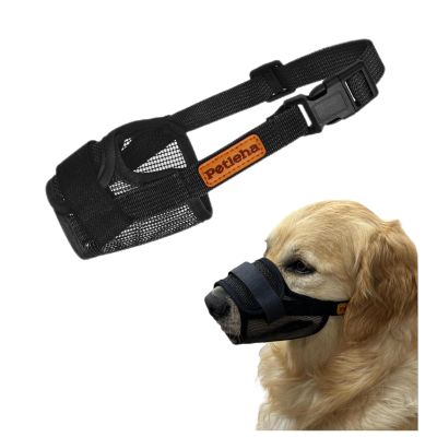 Tutuyao Dog Muzzle, Black Mesh with Adjustable Strap, Anti-Bite for Medium Breeds (Black, XXL)