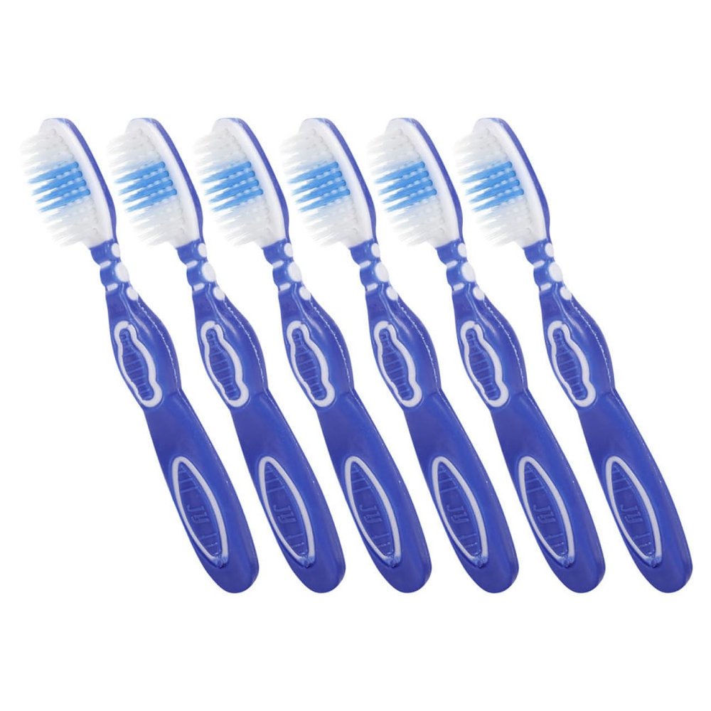PartyKindom 6-Pack Small Toothbrushes with Soft PP, TPR, and Nylon Handles, Ergonomic Design and Large Brush Heads for Prison Inmates