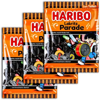 3-Pack Haribo Licorice Parade, 3 x 175 g