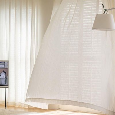 Homxi Semi-Blackout Curtains for Kids' Room, 2 Panels, Beige White, 132 x 115 cm