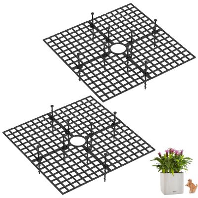 Tianher Plant Pot Protectors, 2-Piece Cuttable Plant Grids with Deep Stakes, 30 cm, Black