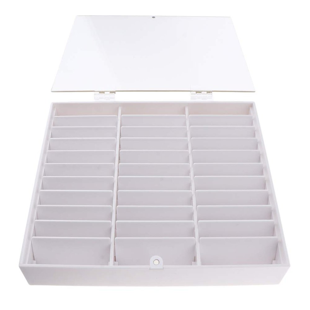 Storage Box for Artificial Nails, 30 Compartments, Acrylic, White