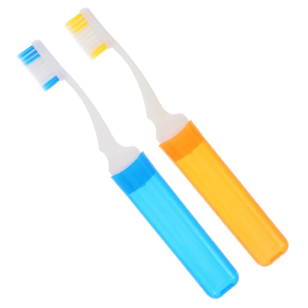 KOCKSHION 2-Pack Foldable Travel Toothbrushes with Soft Bristles