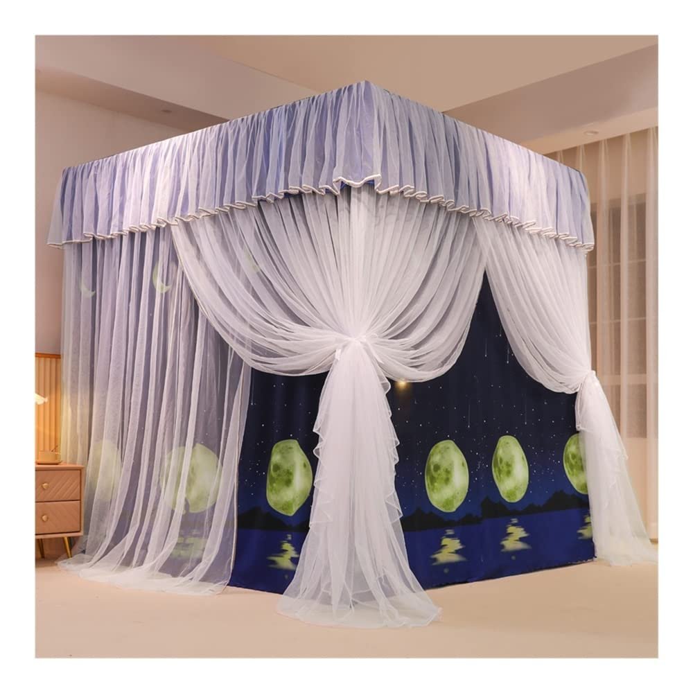 Mosquito Net for 1.5 m/5 ft Bed, Luxury Canopy with 4 Poles, Decorative Bed Curtain for Boys' and Girls' Bedrooms (Style 1, 1.5 x 2 x 2 m)